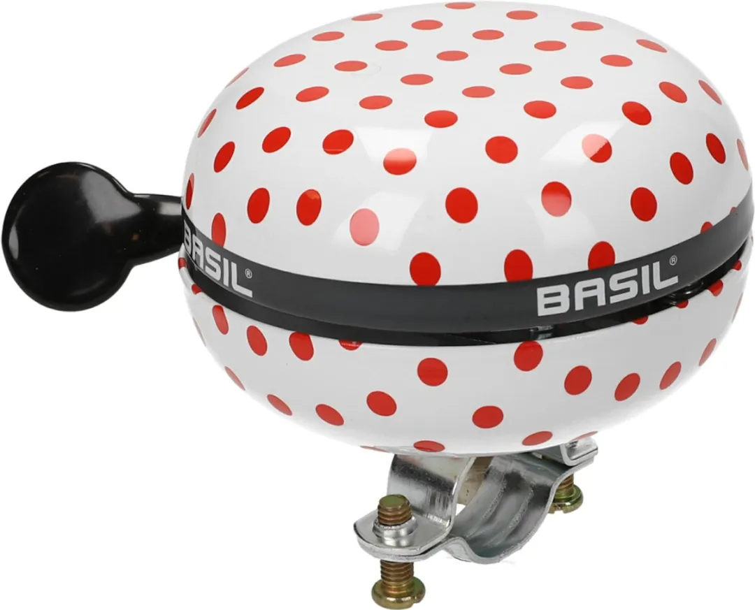 Basil Polkadot Fietsbel 80mm - Rood/Wit