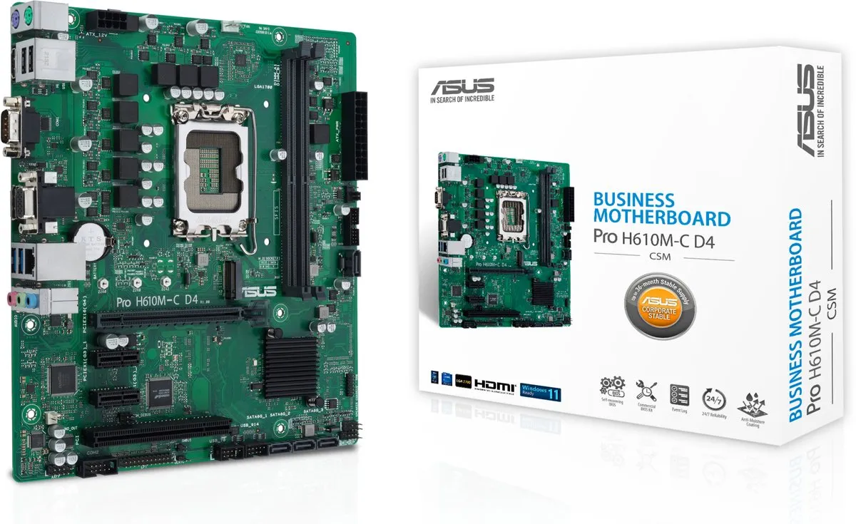 ASUS PRO H610M-C D4-CSM H610 Micro-ATX Moederbord