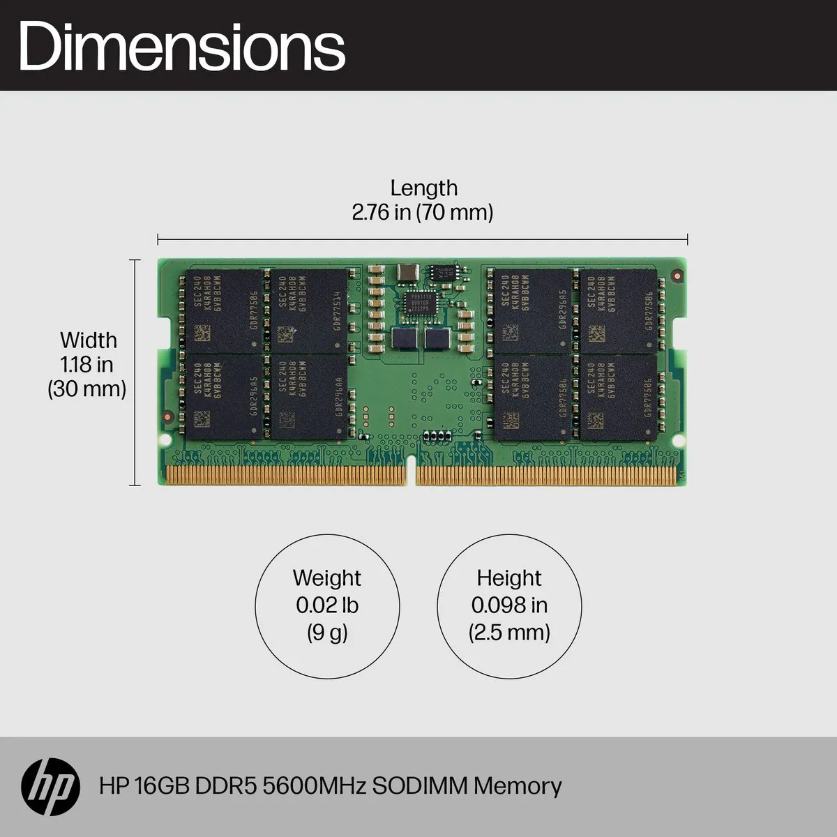 HP 83P91AA DDR5 5600MHz SODIMM - 16GB Groen
