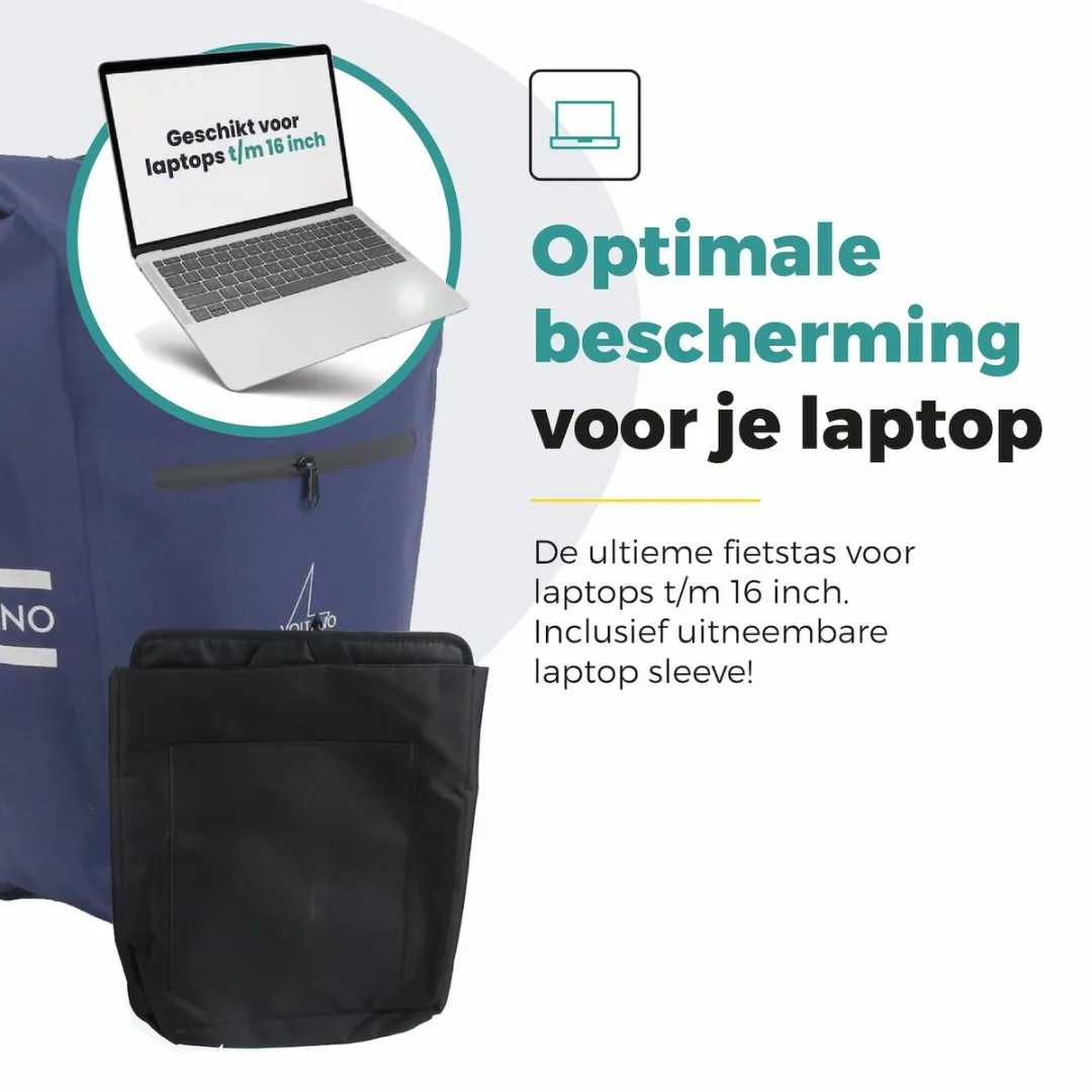 Voltano Luxe E-bike Fietstas 28L - Marine Blauw - Laptopvak - afbeelding 6 van 6