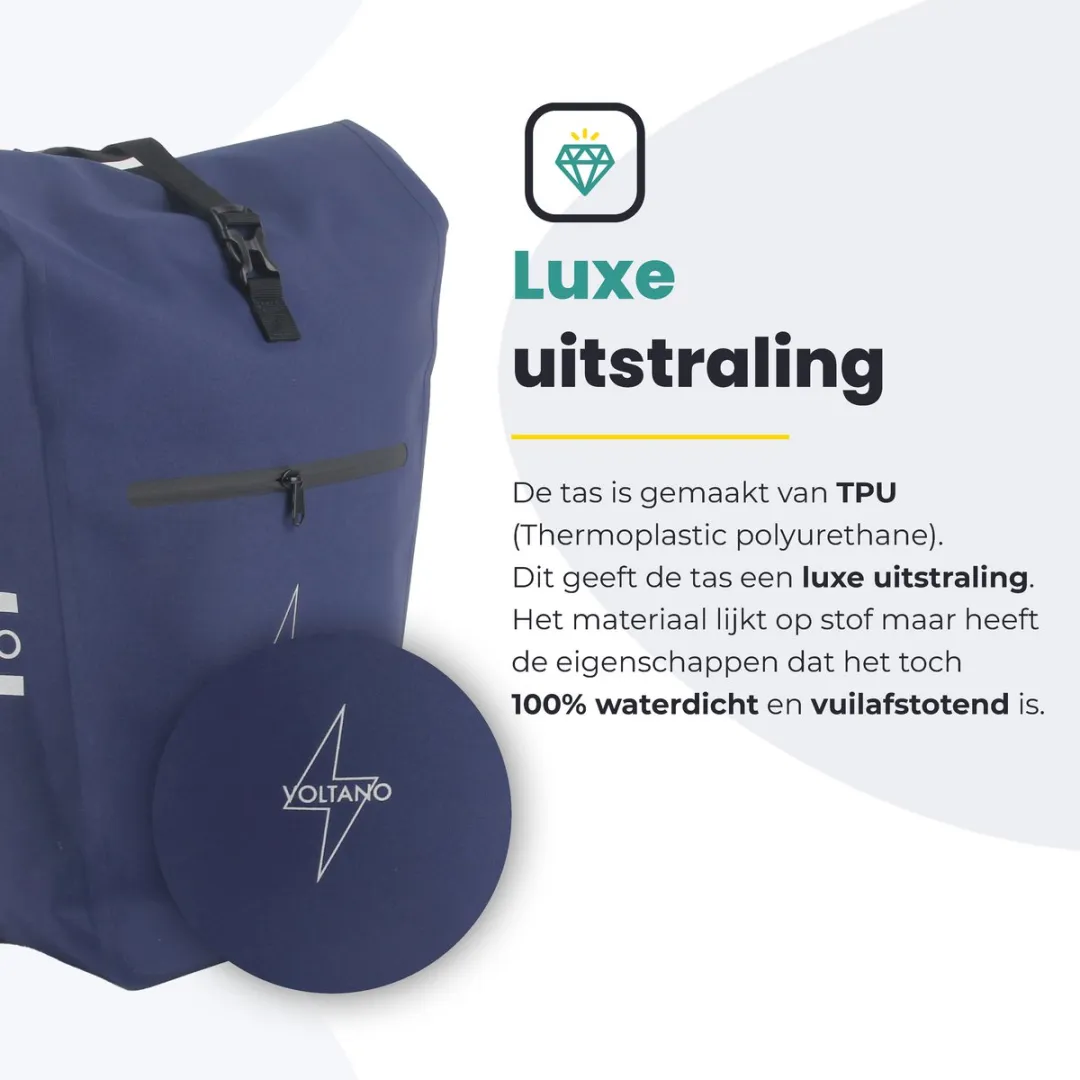 Voltano Luxe E-bike Fietstas 28L - Marine Blauw - Laptopvak