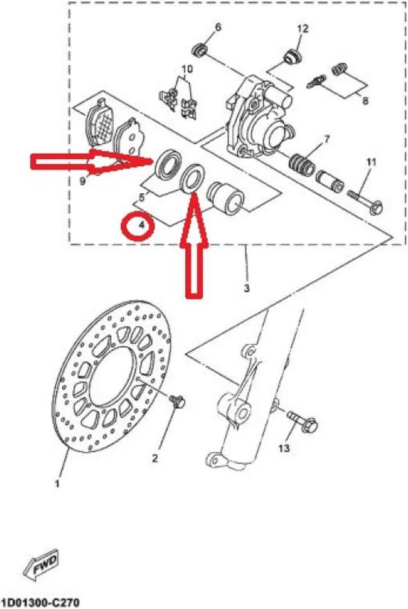 Yamaha 125 DT Réparatiekit Remklauw - 34X-W0047-00-00