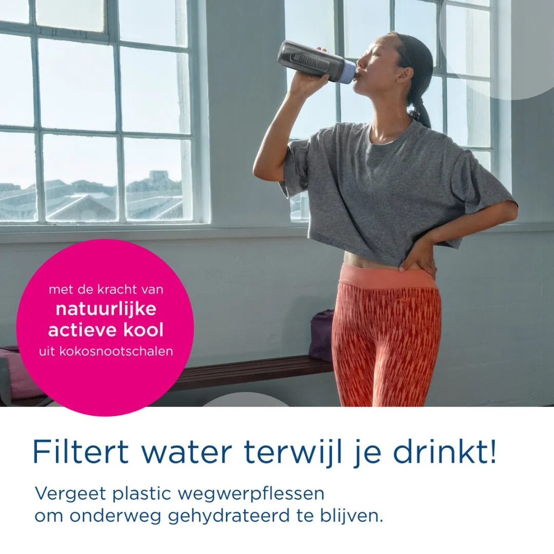 BRITA Active Waterfilterfles 0,6L - Donkerblauw - 2x MicroDisc
