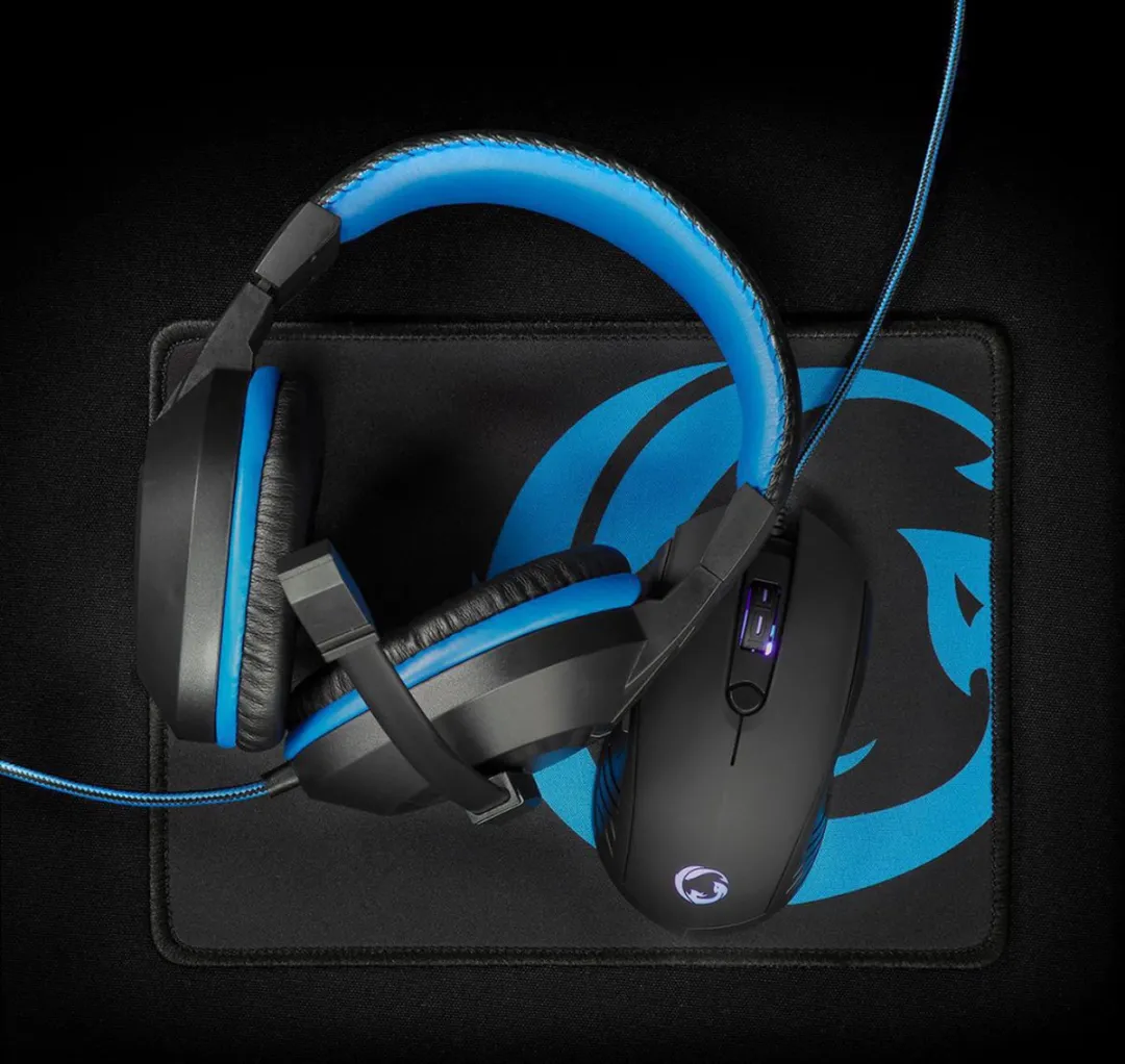 Nedis GCK31100BK Gaming Combo Kit - Headset, Muis & Muispad - Zwart