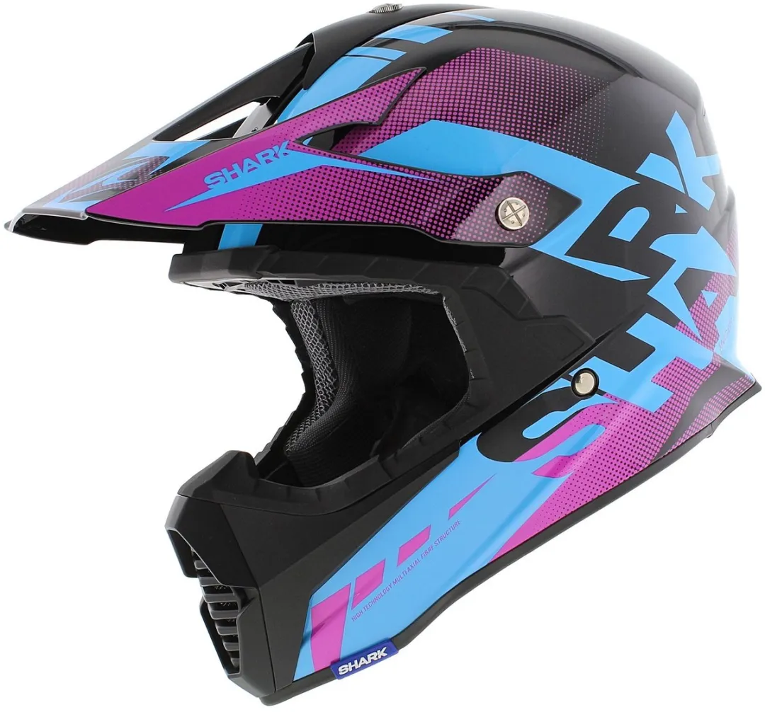 Shark Varial Anger Crosshelm S - Glans zwart/roze/blauw