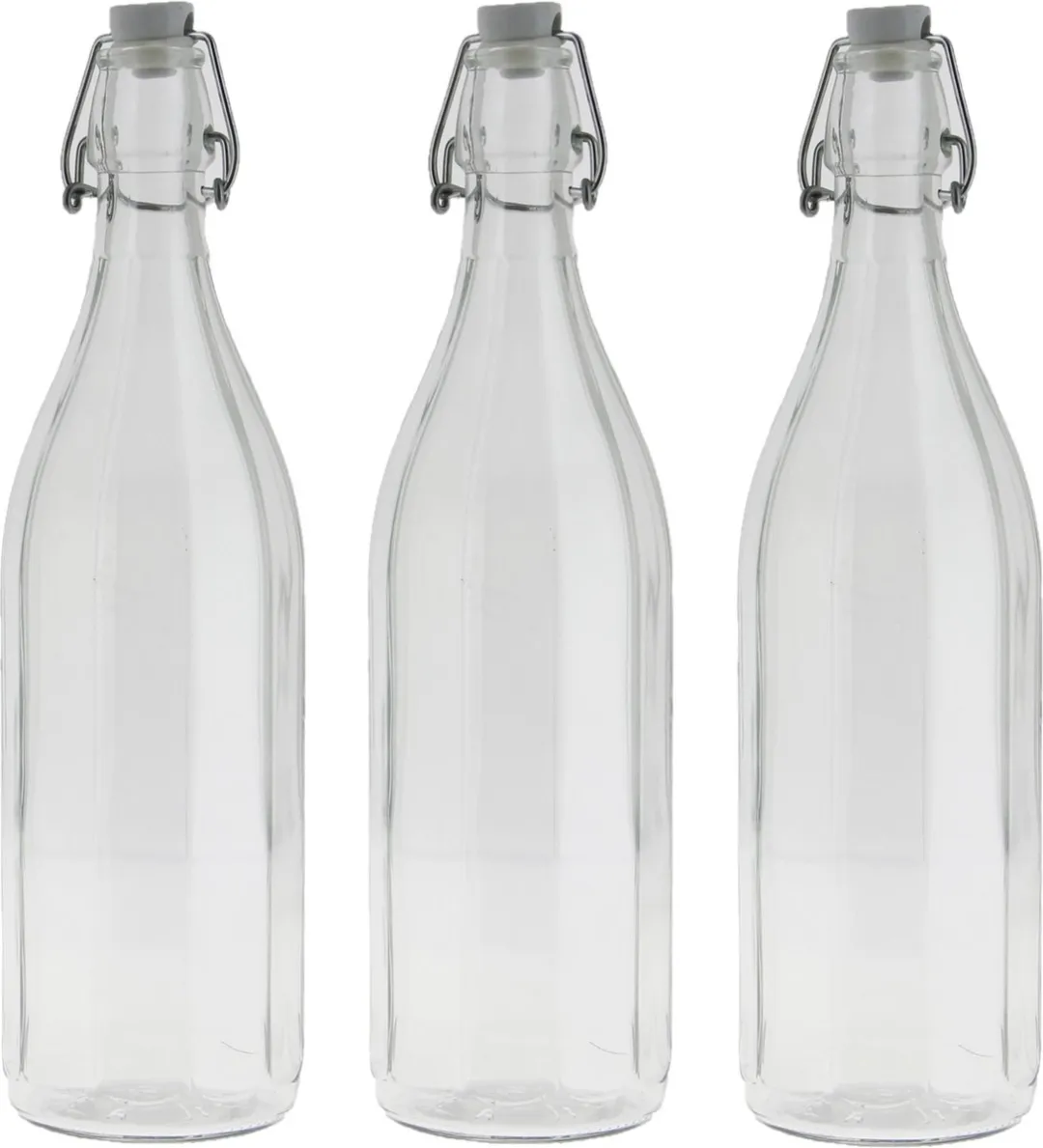 Bormioli rocco waterfles met beugeldop - 3x - helder transparant - 1000 ml - Giara home deco fles - weckflessen
