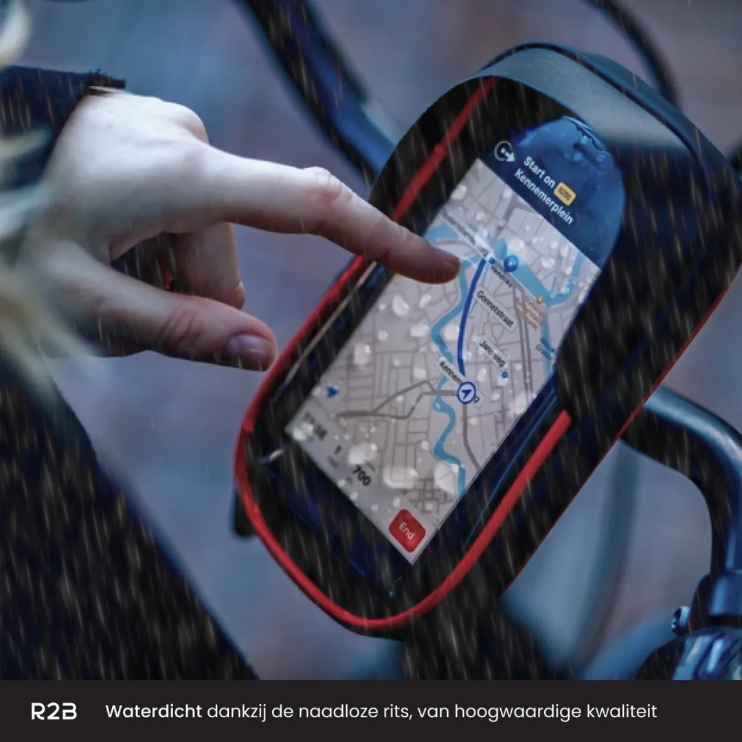 R2B Telefoonhouder Fiets Den Haag - Waterdicht - Zwart/Rood
