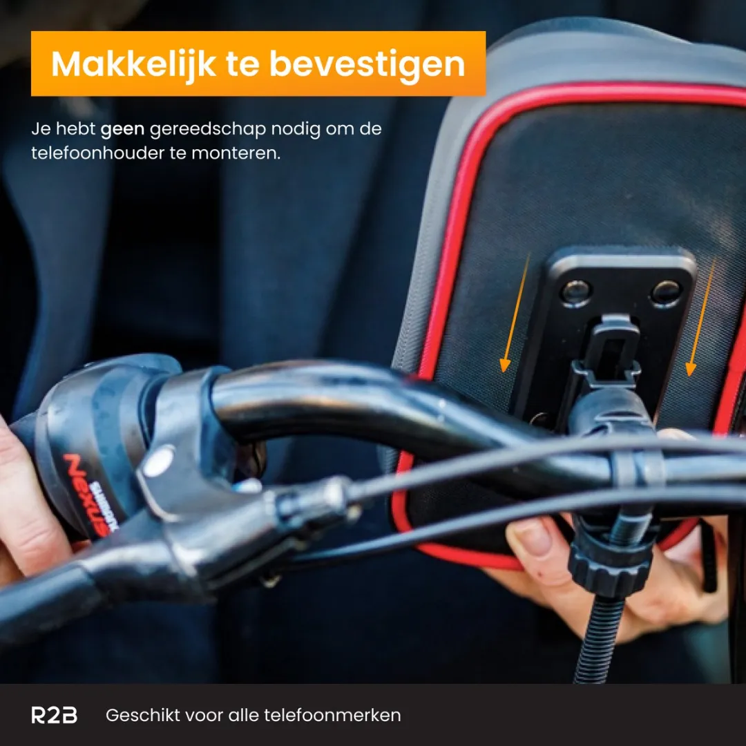 R2B Telefoonhouder Fiets Den Haag - Waterdicht - Zwart/Rood