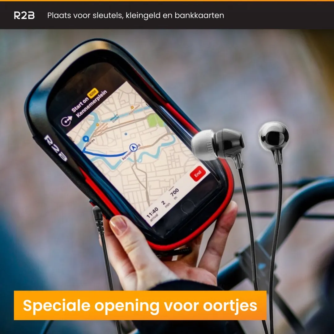 R2B Telefoonhouder Fiets Den Haag - Waterdicht - Zwart/Rood