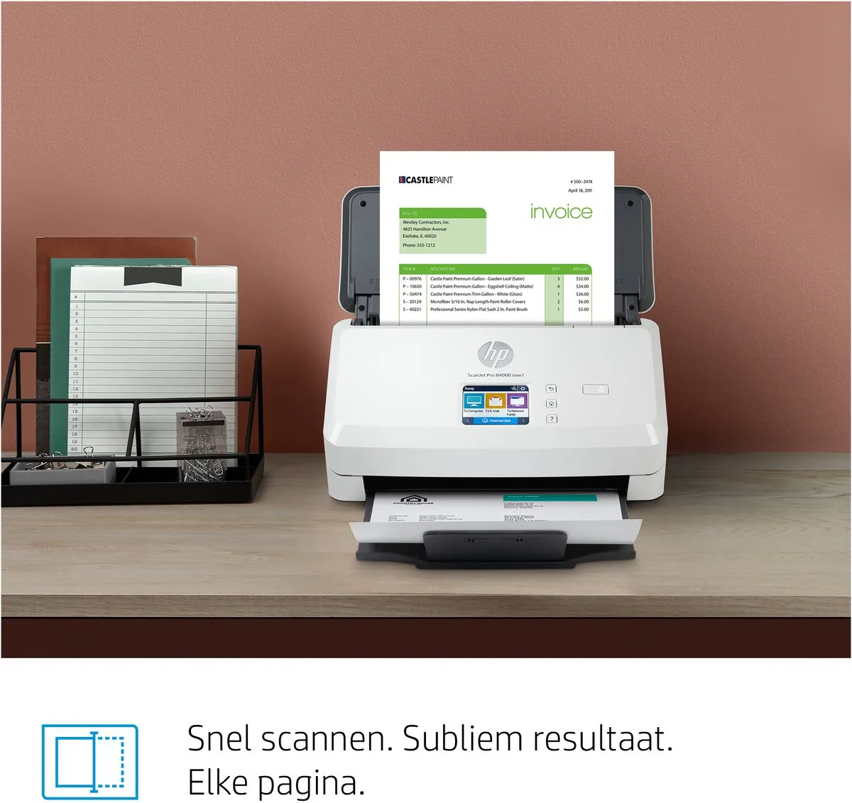 HP ScanJet Pro N4000 snw1 Scanner - A4 600x600 DPI - Zwart/Wit