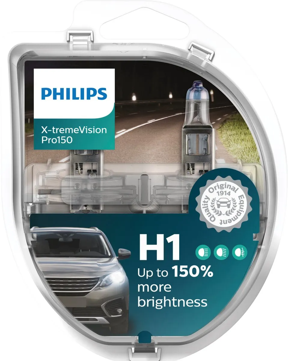 Philips Halogeenlamp H1 55W 12V P14.5S - 2 Stuks