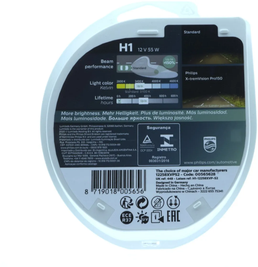 Philips Halogeenlamp H1 55W 12V P14.5S - 2 Stuks
