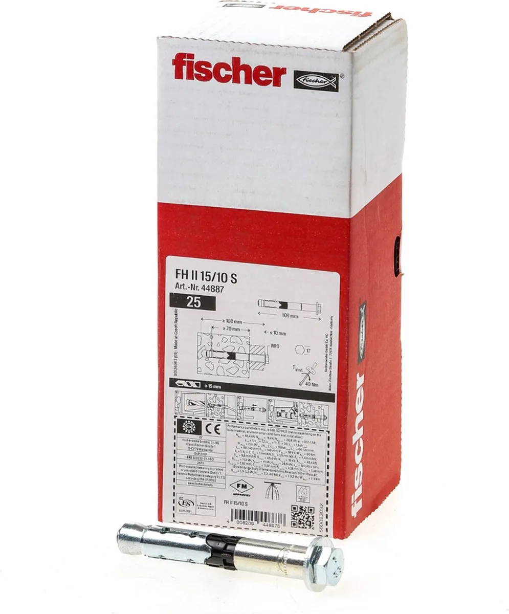 Fischer FH II Veiligheidsankers 15/10 - 25 Stuks