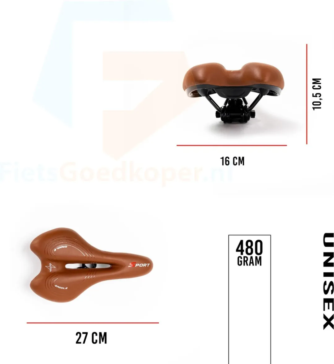 Voltano Sport Trekking Fietszadel - Bruin