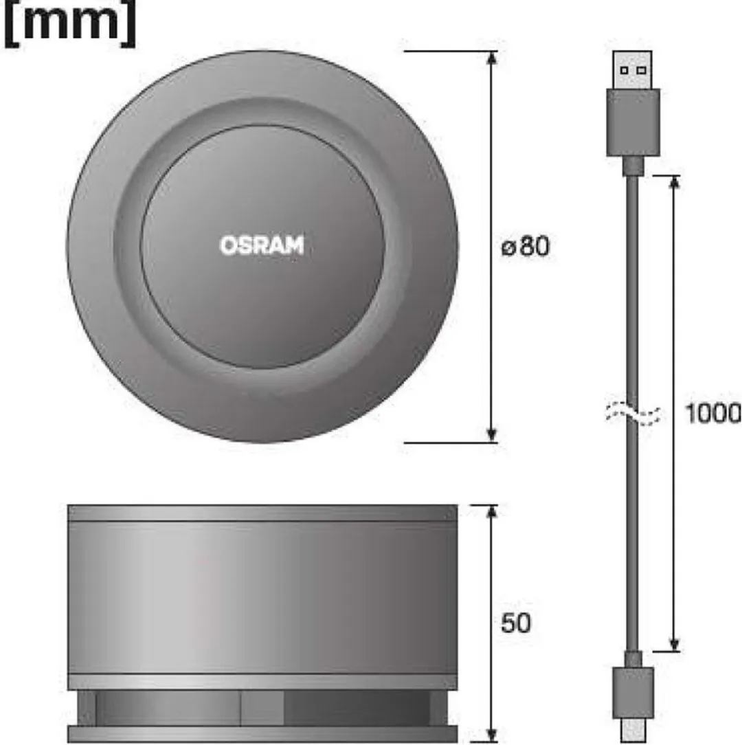 Osram Mini Luchtzuiveraar UV LED - Zwart - Ø80mm - USB-C - afbeelding 5 van 6