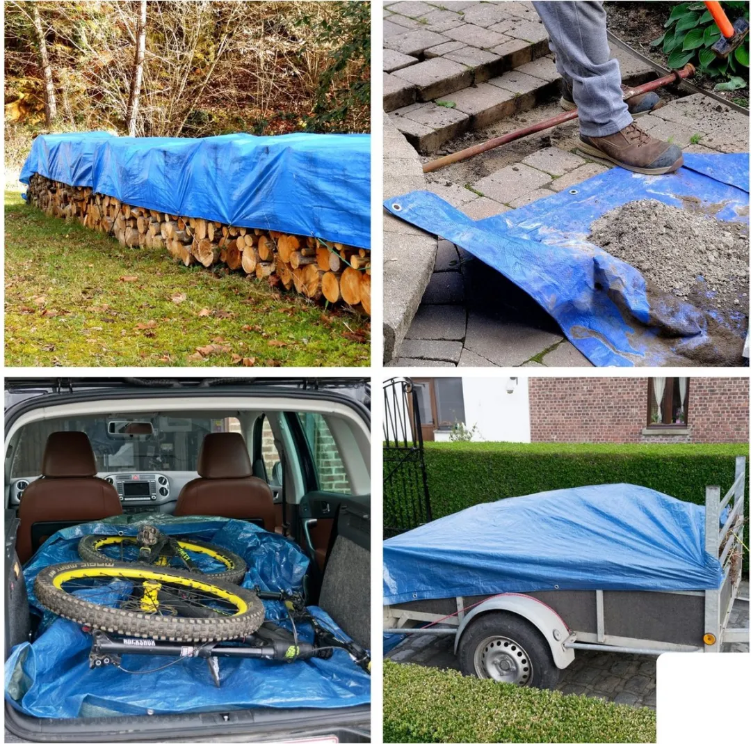 Perel Dekzeil 5x8m Blauw/ Groen - 26 Ringen