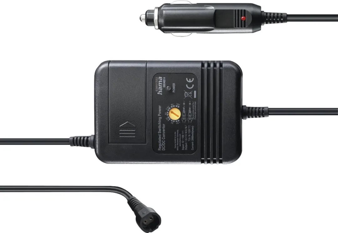 Hama Netadapter Auto Instelbaar 24W 2000mA - Zwart