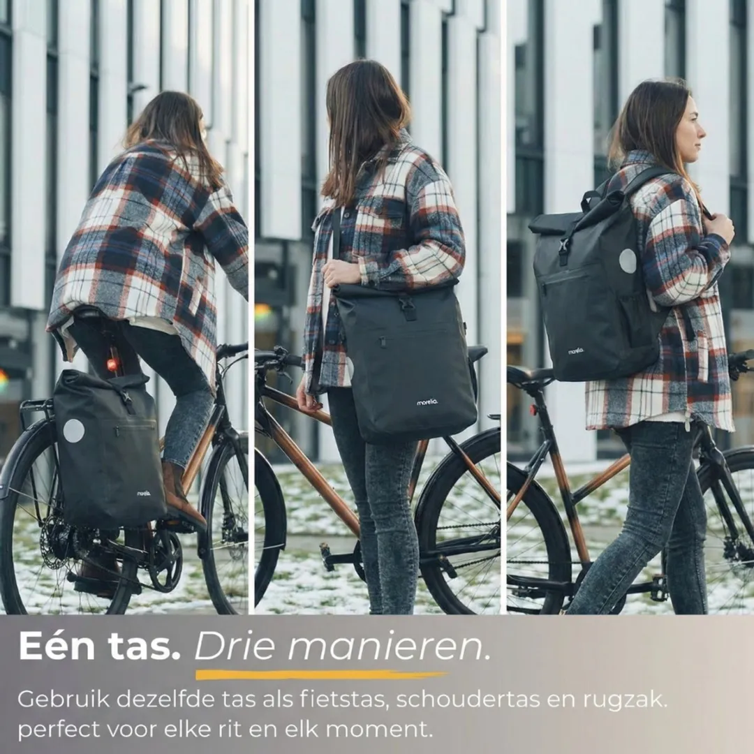 Morelia Enkele Fietstas 28L - Achterlicht Incl - Zwart - afbeelding 6 van 6