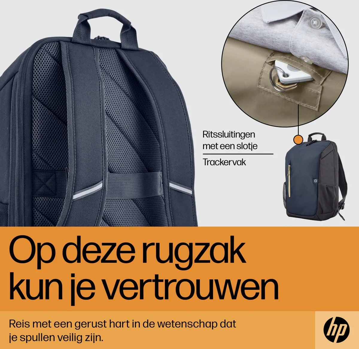 HP Travel Backpack 15.6" - Laptoptas - 18L - Blauw, Grijs