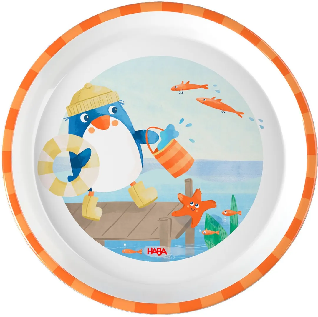 Haba Pinguïn Geschirrset - Kom, bord, beker & bestek