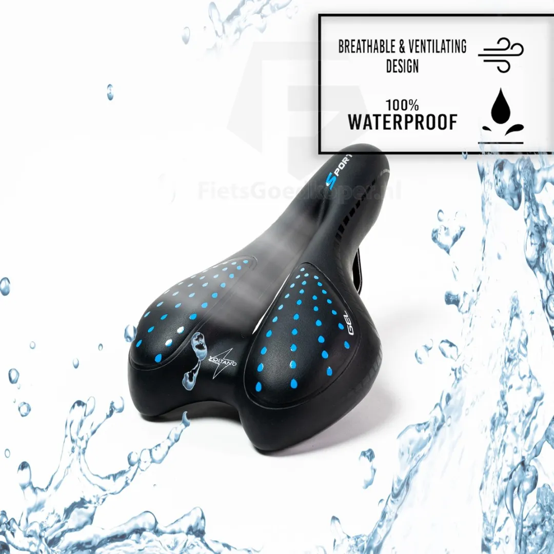 Voltano Sport Fietszadel Gel Trekking - Zwart/Blauw - Unisex