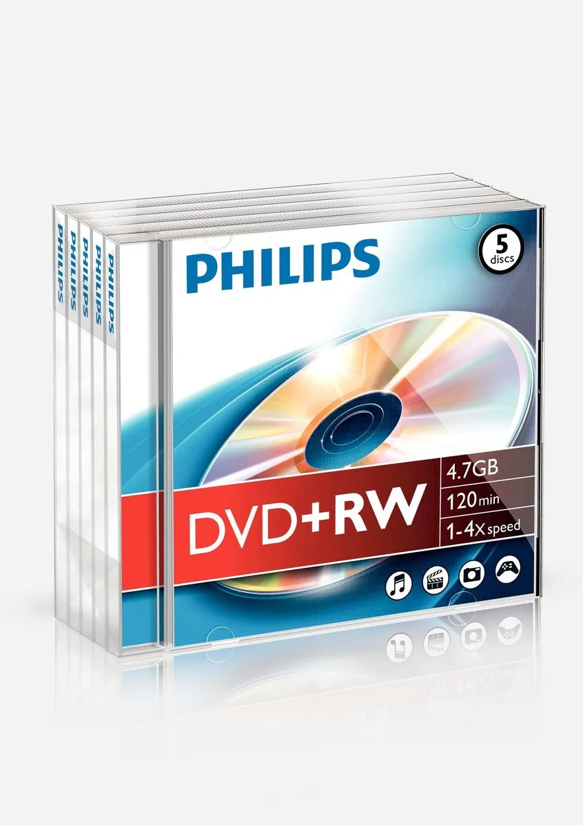 Philips DW4S4J05F DVD+RW 4.7GB - 5 Stuks