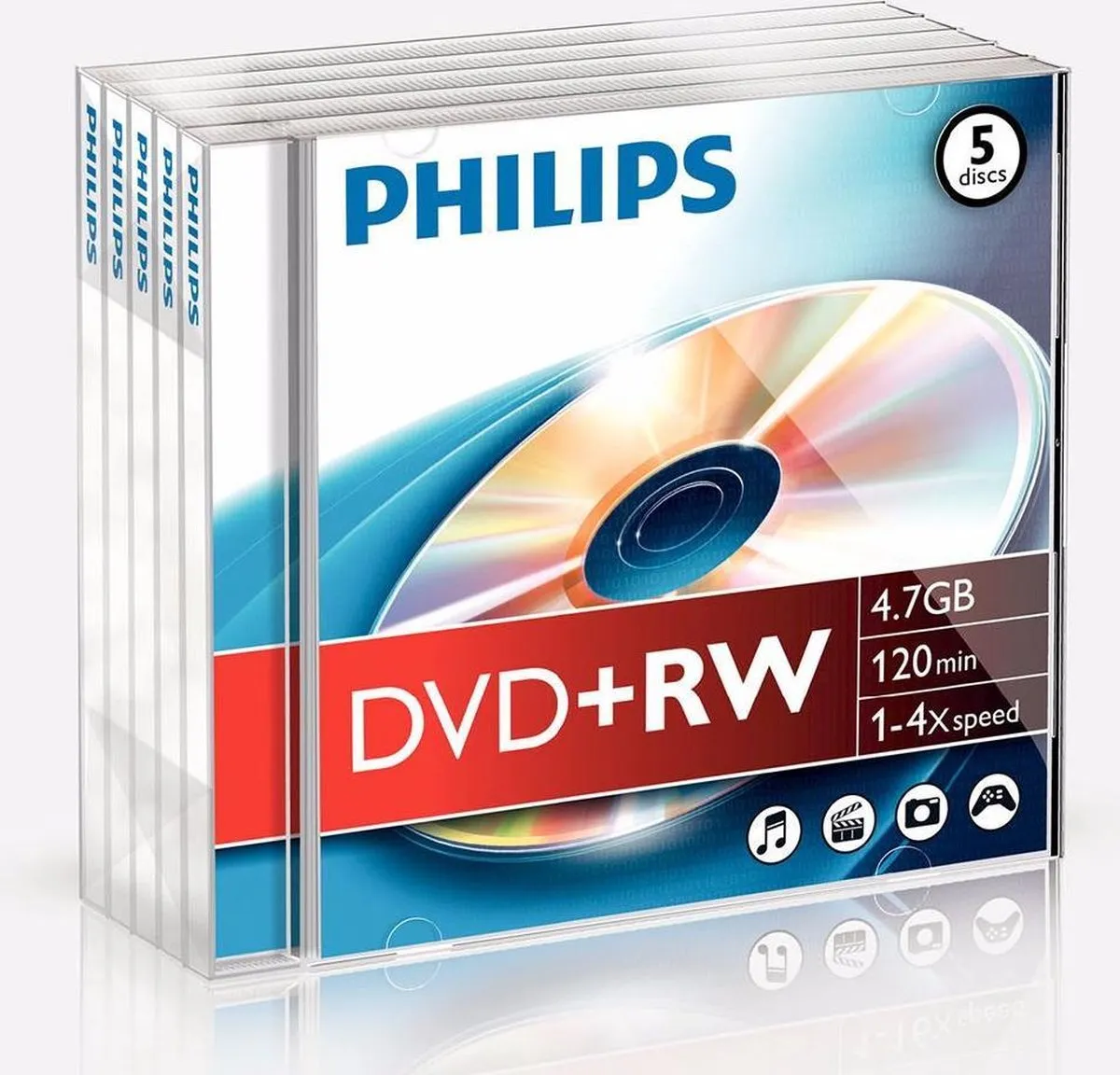 Philips DW4S4J05F DVD+RW 4.7GB - 5 Stuks