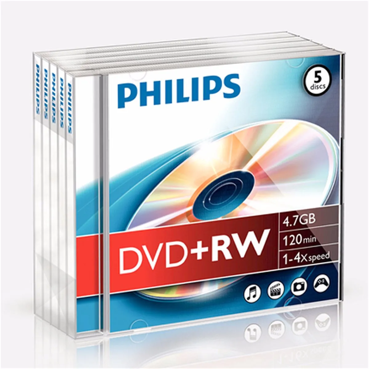 Philips DW4S4J05F DVD+RW 4.7GB - 5 Stuks - afbeelding 6 van 6