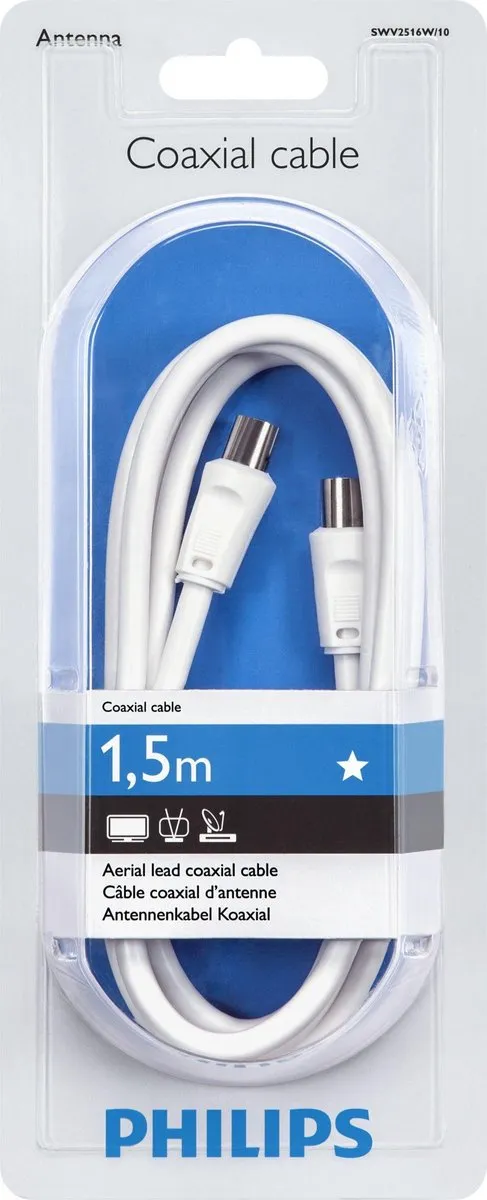 Philips PAL Coaxkabel SWV2516W/10 - Wit