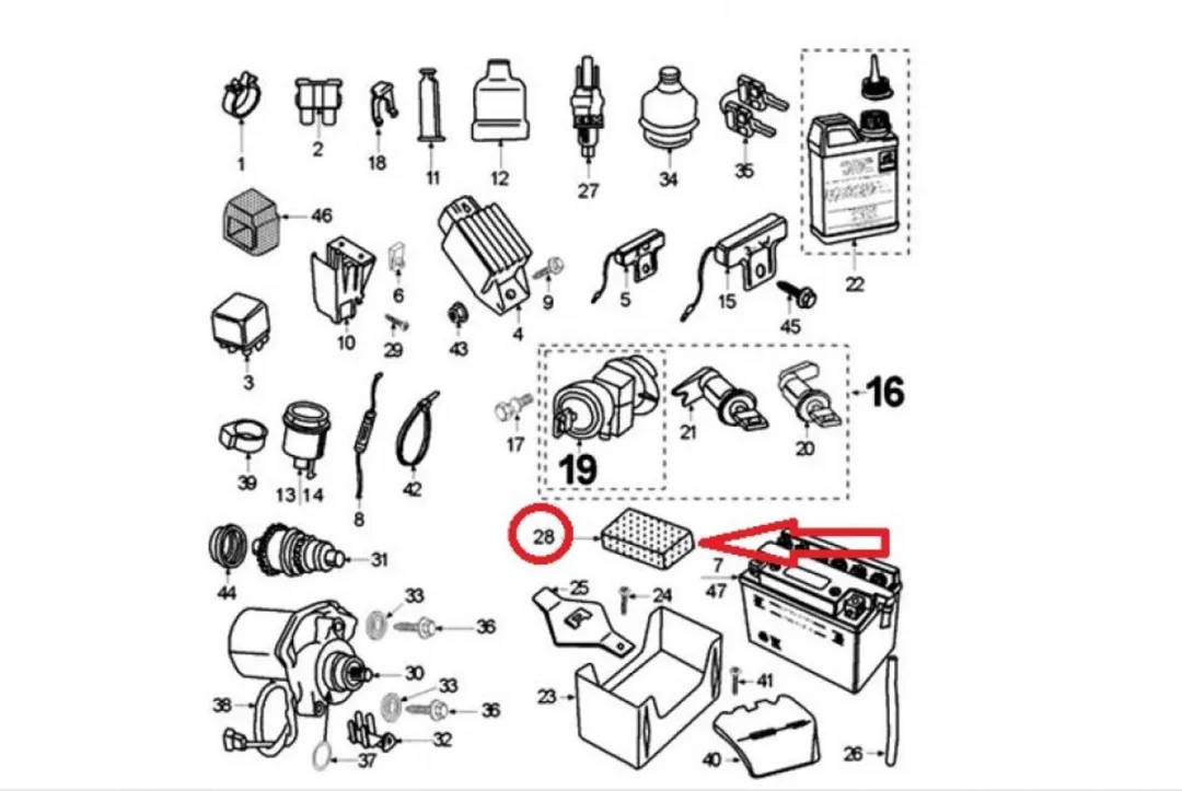 Peugeot 50 Elyseo Accu-blok Mousse 745516