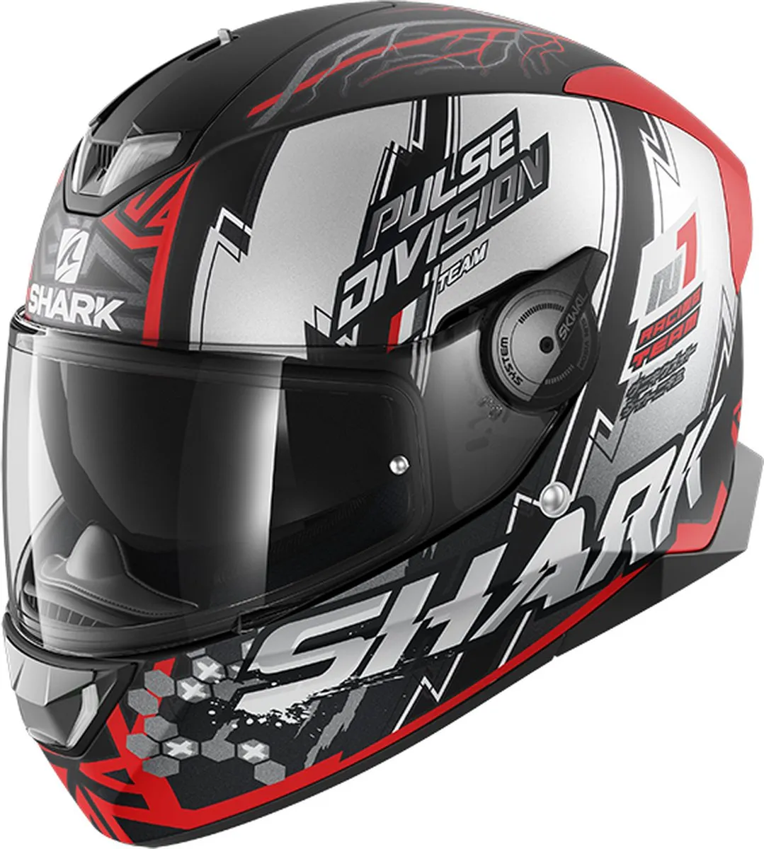 Shark Skwal 2.2 Noxxys Integraalhelm - Mat Zwart Rood Zilver - Maat XS