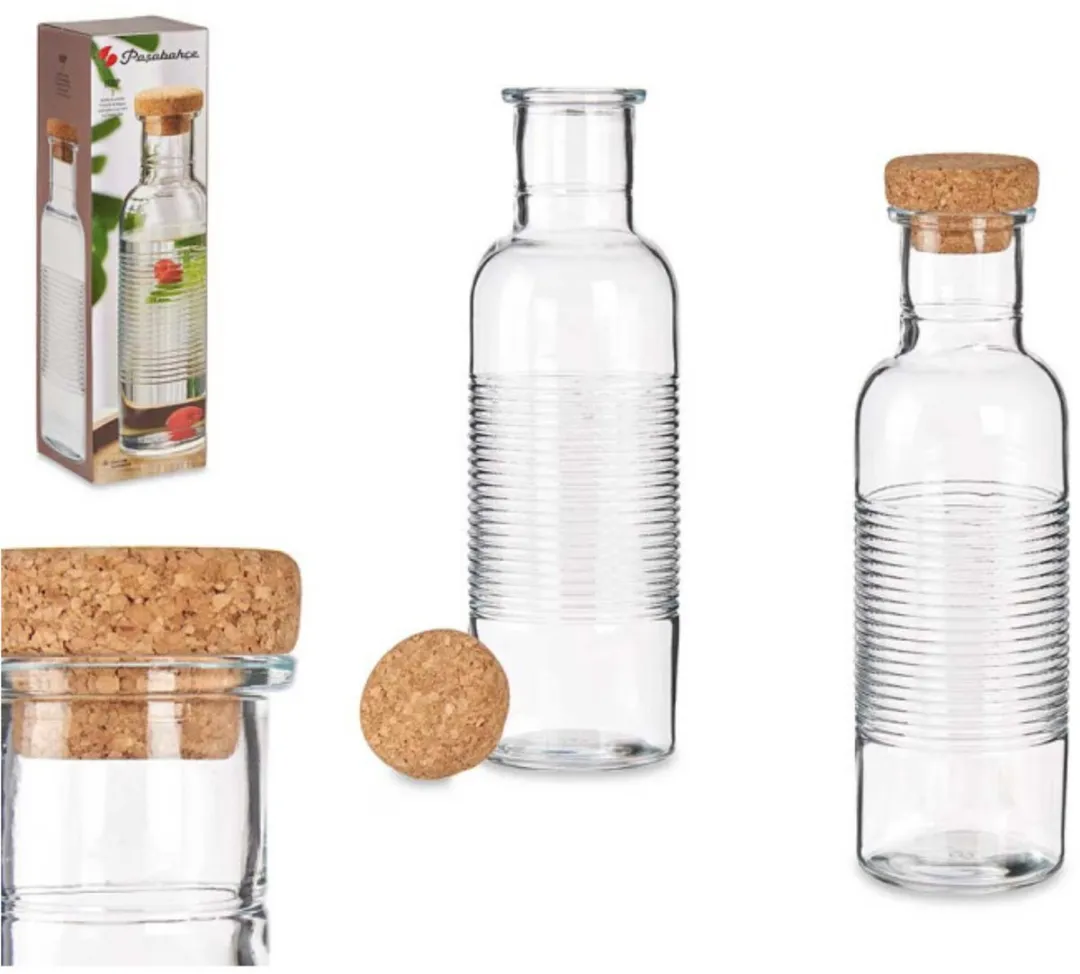 Pasabahce Waterfles met Kurken Dop 1070ml - Transparant