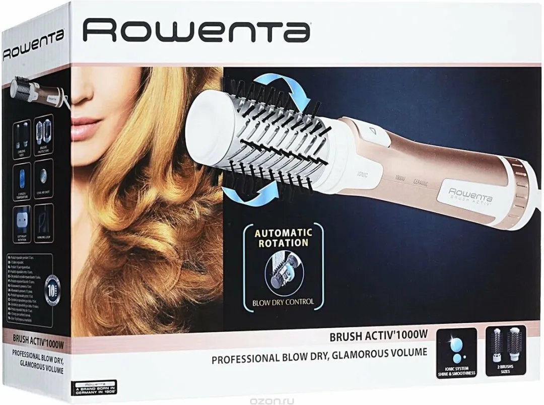 Rowenta CF 9520F 2-in-1 Föhn & Krultang 1000W - Metaal/Wit - afbeelding 2 van 4
