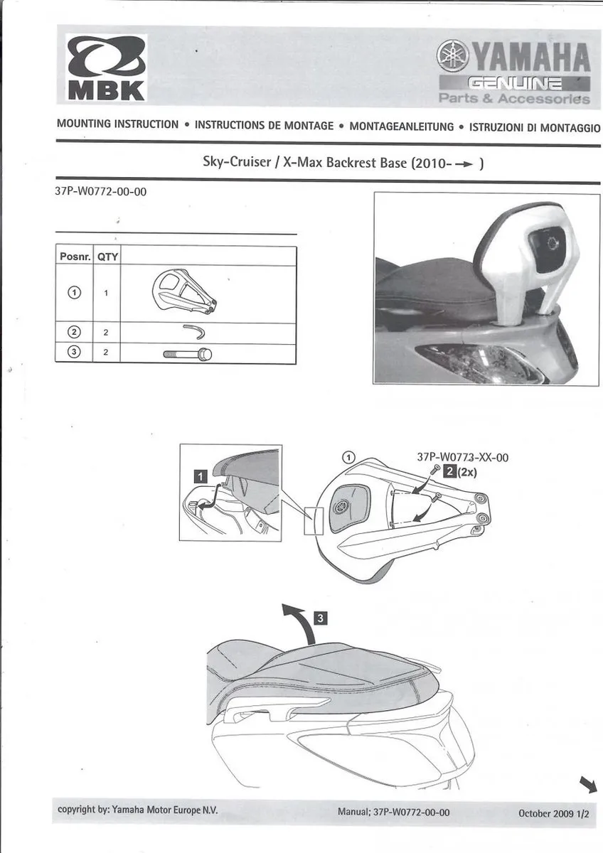 Yamaha 125 X-Max Dossierbevestiging - Grijs