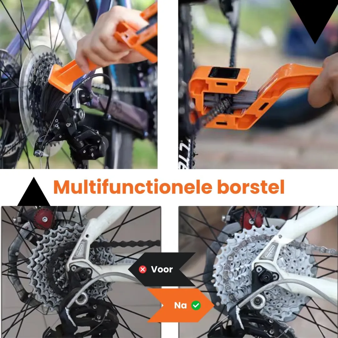 Fietsketting Reiniger Set - Kettingreiniger Fiets - Kettingborstel - Fiets montagestandaard - Fietsketting onderhoud - fiets schoonmaak set - racefiets - mountainbike - professionele 4 delige set