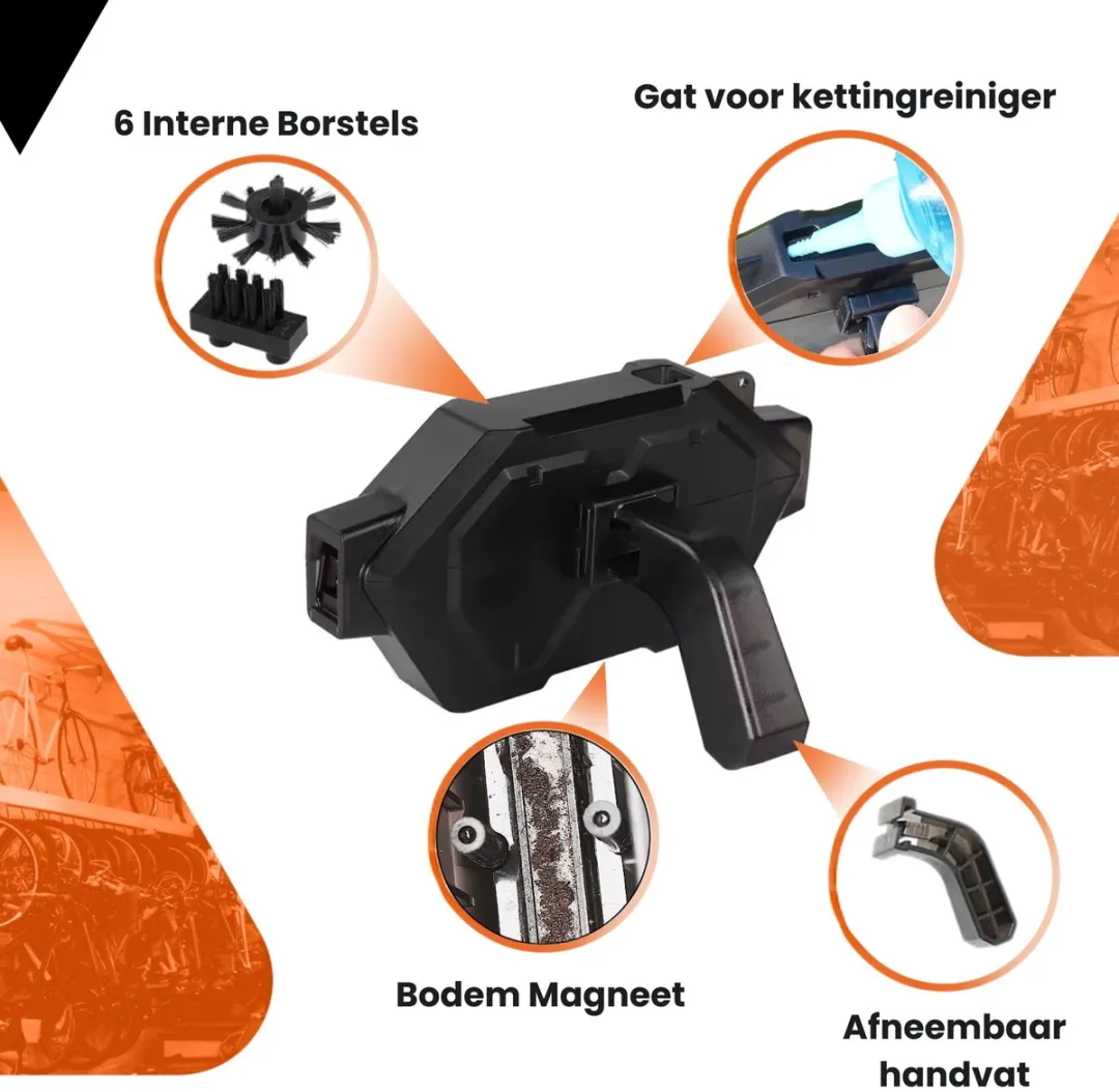 Fietsketting Reiniger Set - Kettingreiniger Fiets - Kettingborstel - Fiets montagestandaard - Fietsketting onderhoud - fiets schoonmaak set - racefiets - mountainbike - professionele 4 delige set