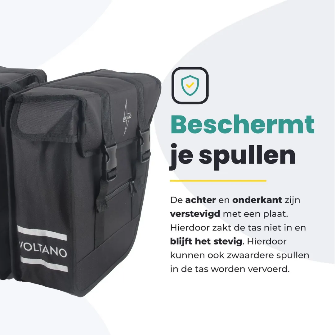 Voltano Urban Flow XL Dubbele Fietstas - 40L - Zwart