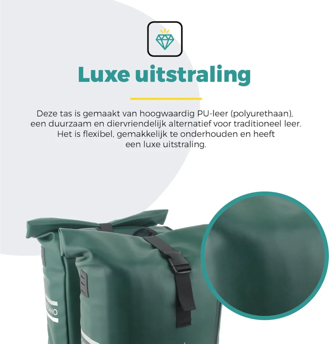 Voltano Dubbele Fietstas Rolltop E-bike Pro 48L - Olijfgroen