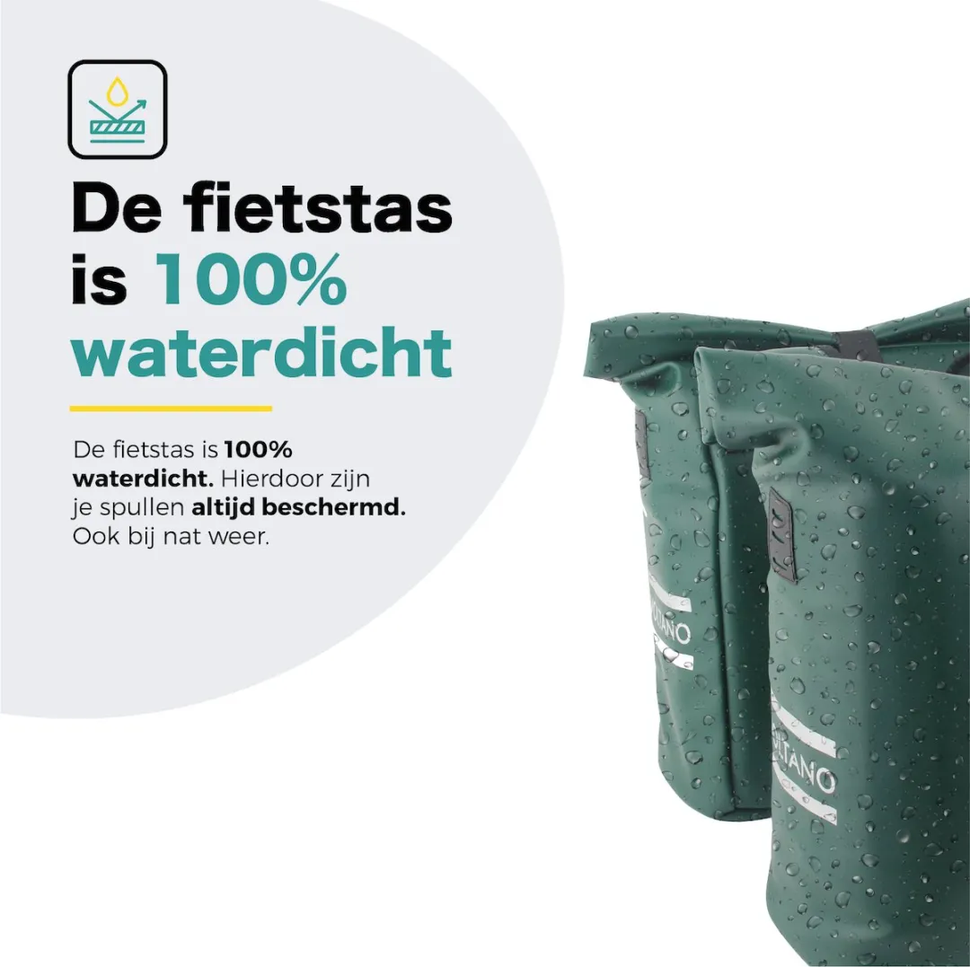 Voltano Dubbele Fietstas Rolltop E-bike Pro 48L - Olijfgroen