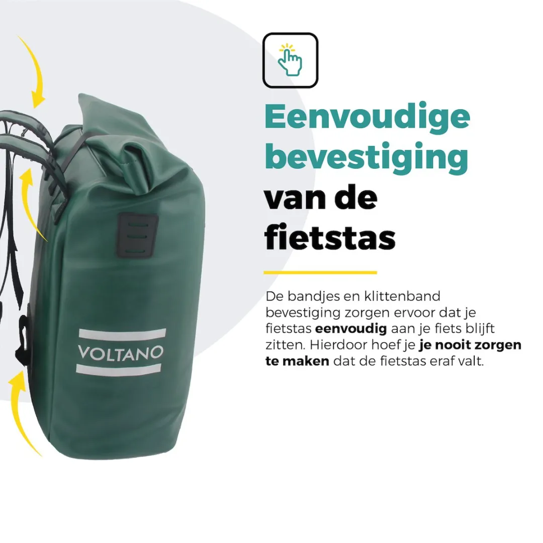 Voltano Dubbele Fietstas Rolltop E-bike Pro 48L - Olijfgroen - afbeelding 6 van 6