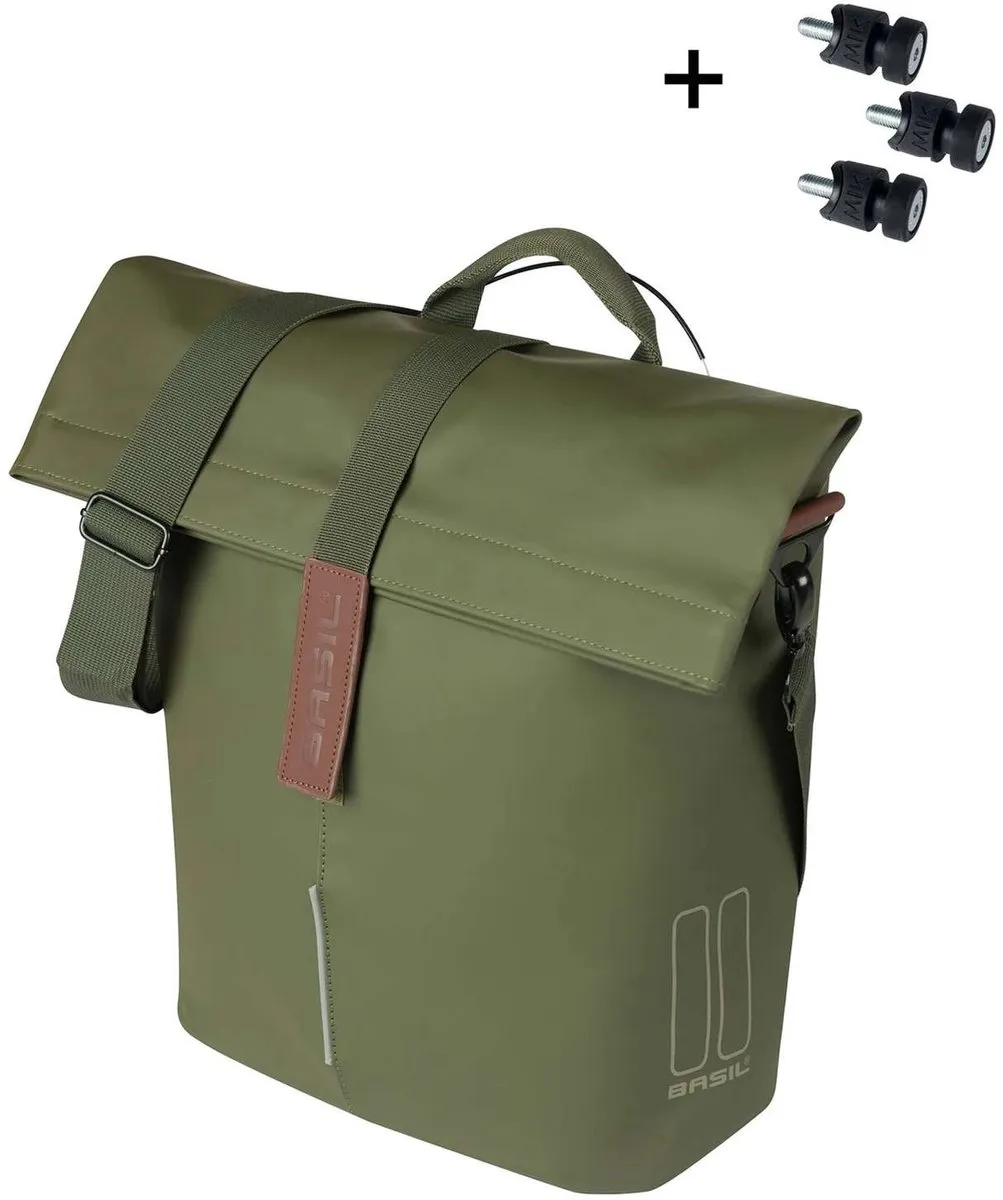 Basil City Enkele Fietstas MIK Studs 14L - Moss Green