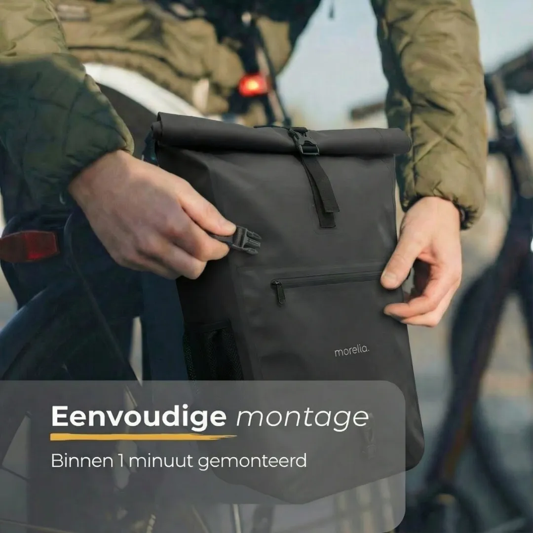 Morelia Enkele Fietstas 30L - Achterlicht Incl - Zwart - afbeelding 6 van 6