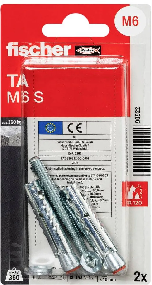 Fischer TA M6 Hulsanker 10mm - 2 Stuks