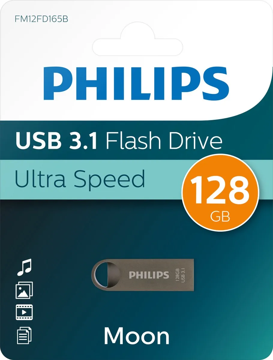 Philips FM12FD165B USB-Stick 128GB - Grijs