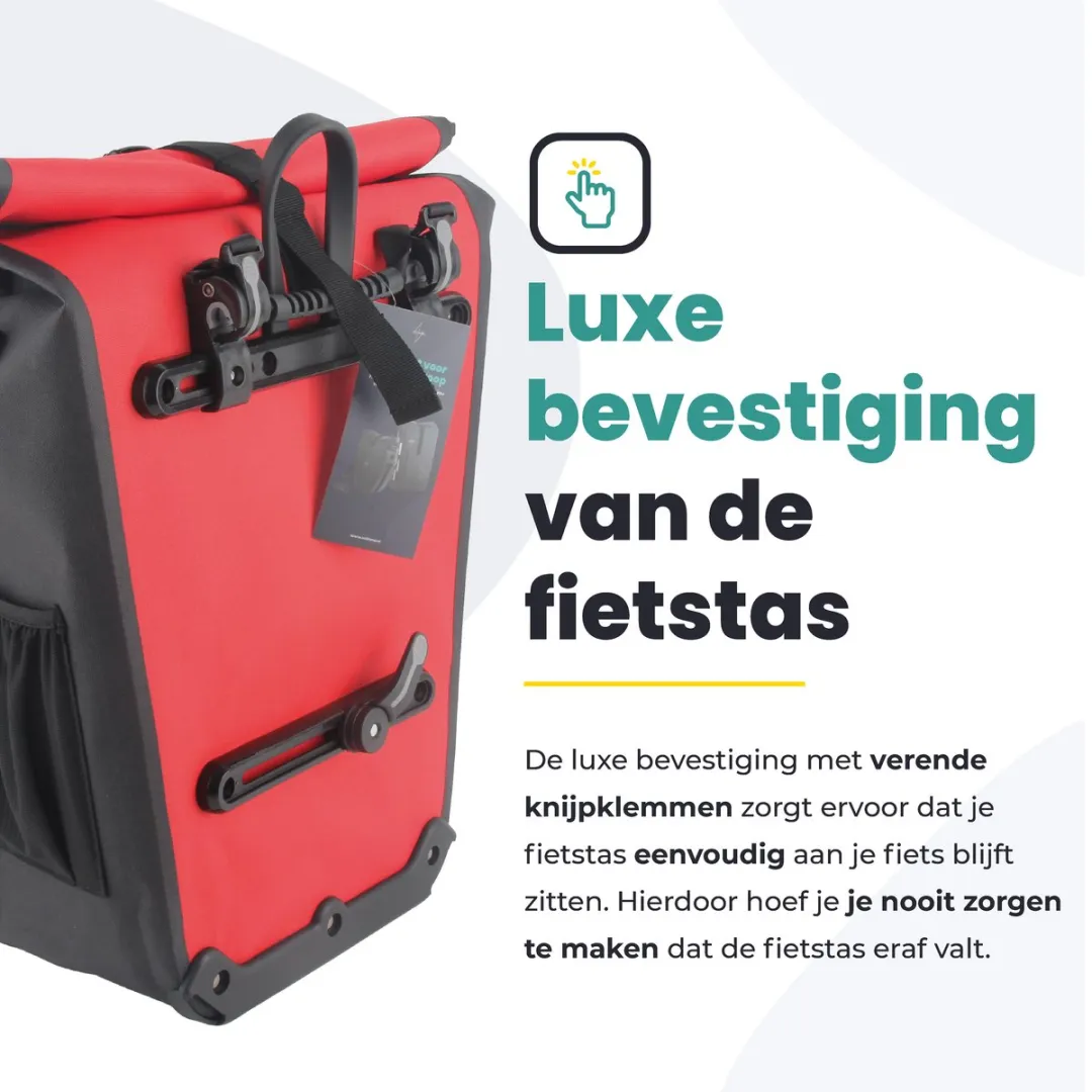 Voltano Luxe E-bike Fietstas 28L - Zwart/Rood - Waterdicht