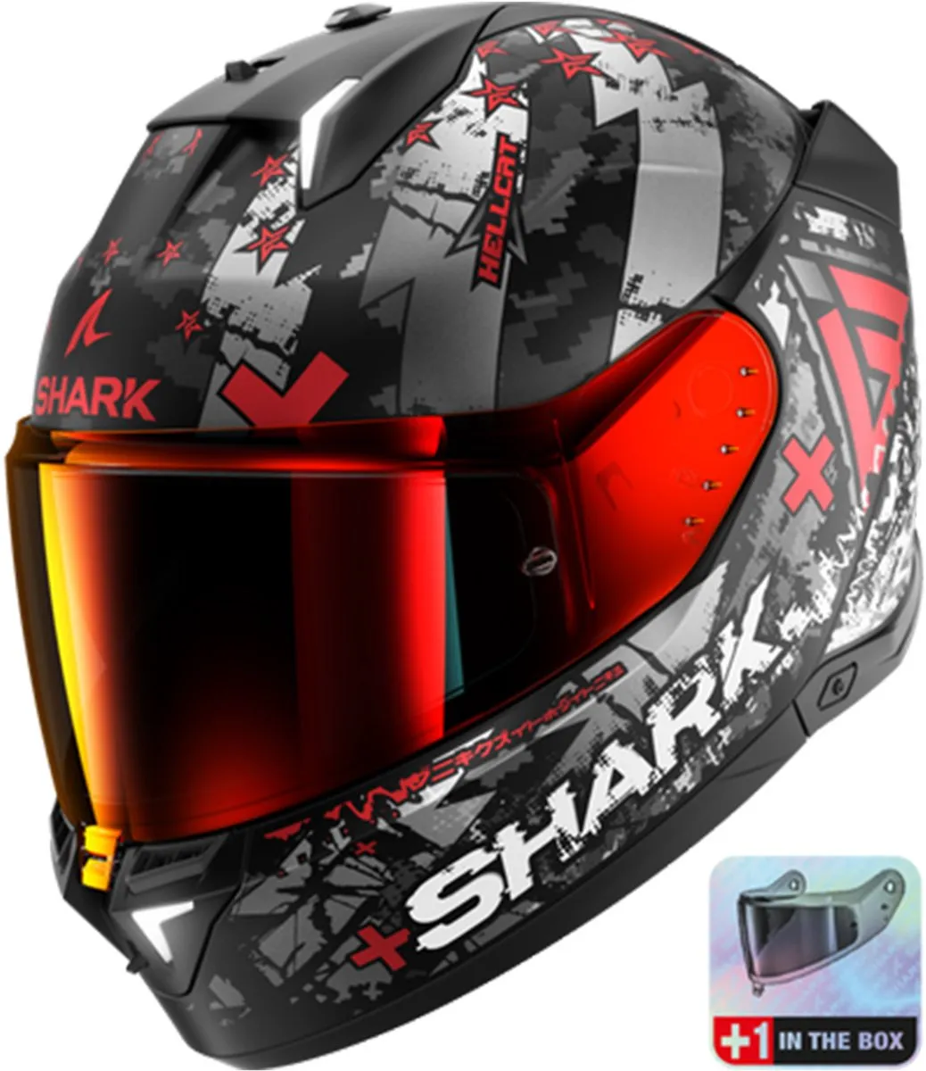 Shark SKWAL i3 Hellcat Integraalhelm - Maat M - Mat Zwart/Chrom Rood