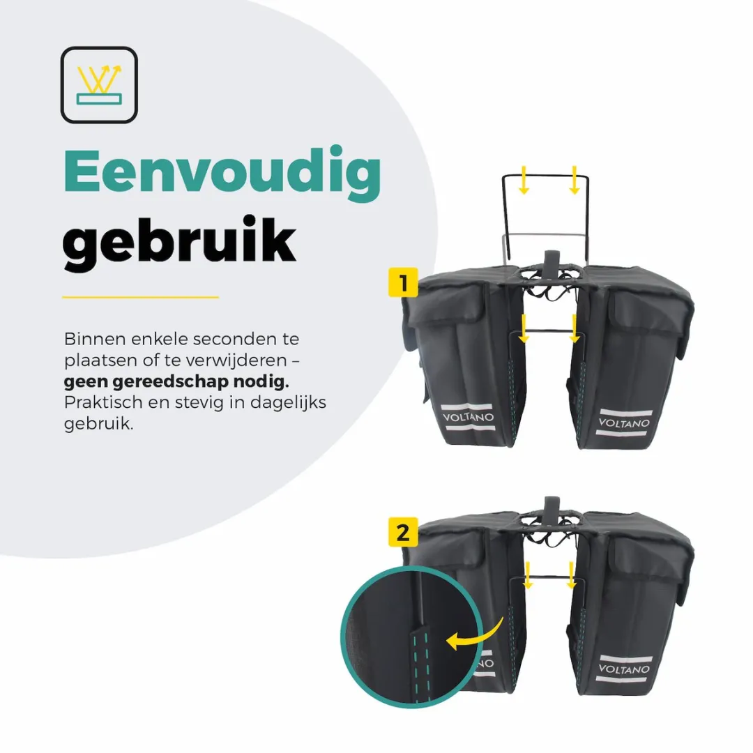 Voltano Afstandhouder voor Dubbele Fietstas - Zwart