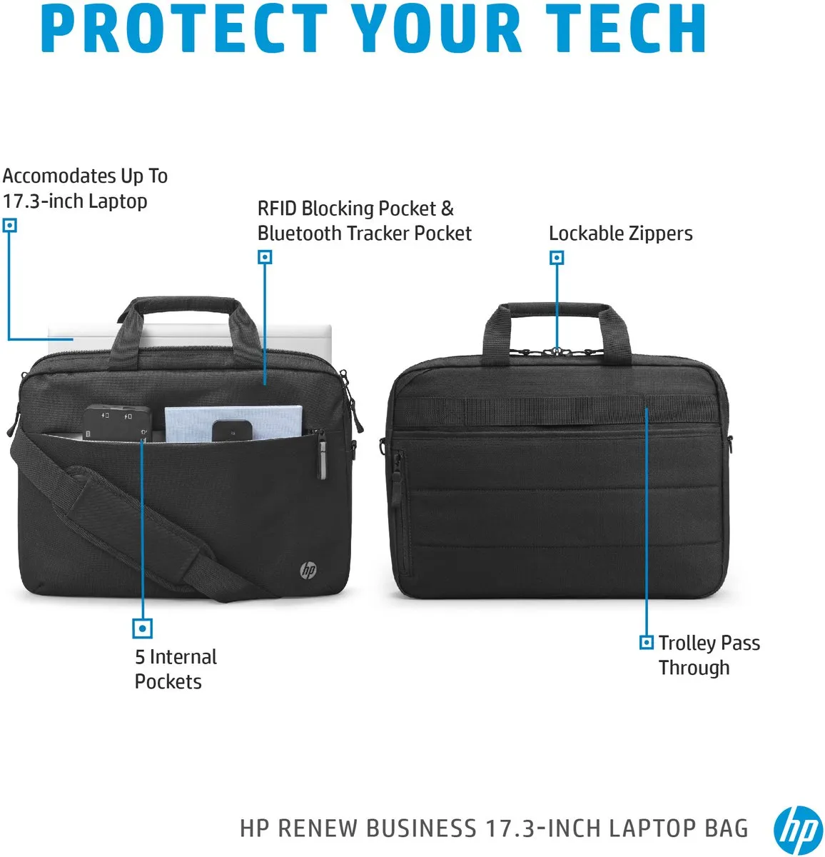 HP 17.3 Laptoptas 3E5F9AA - 2 Vakken - Zwart