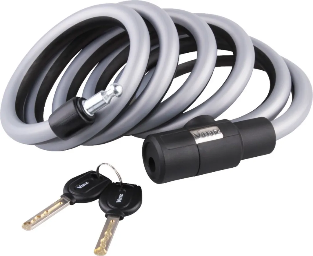 VINZ Korab Spiraal Kabelslot 15mm - 150cm - Zwart