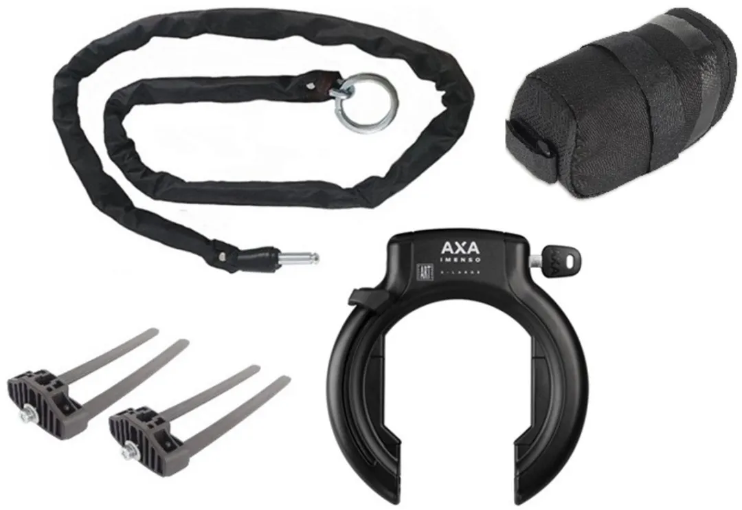 AXA Imenso XL Insteekketting 120cm - Zadeltas & Flexmount - Zwart